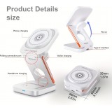 3-in-1 15W Magnetischer Kabelloser Ladegerät mit Faltbarem Ständer für iPhone / Apple Watch / AirPods und USB-C-Anschluss - Schwarz