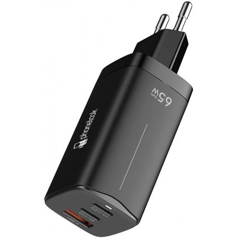 Chargeur secteur GaN 65W 2x USB-C et 1x USB-A (Power Delivery