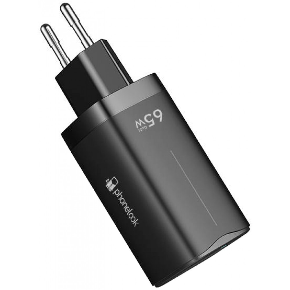 Ladegerät 65W GaN 2x USB-C und 1x USB (Power Delivery) - PhoneLook - Schwarz