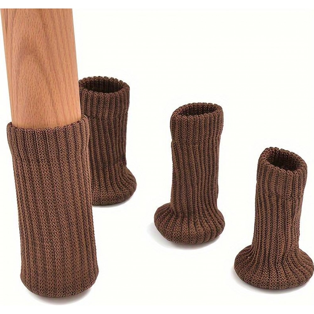 Chaussettes protectrices pour pieds de chaises et de tables - Manchettes en tissu (4 pièces) - Brun