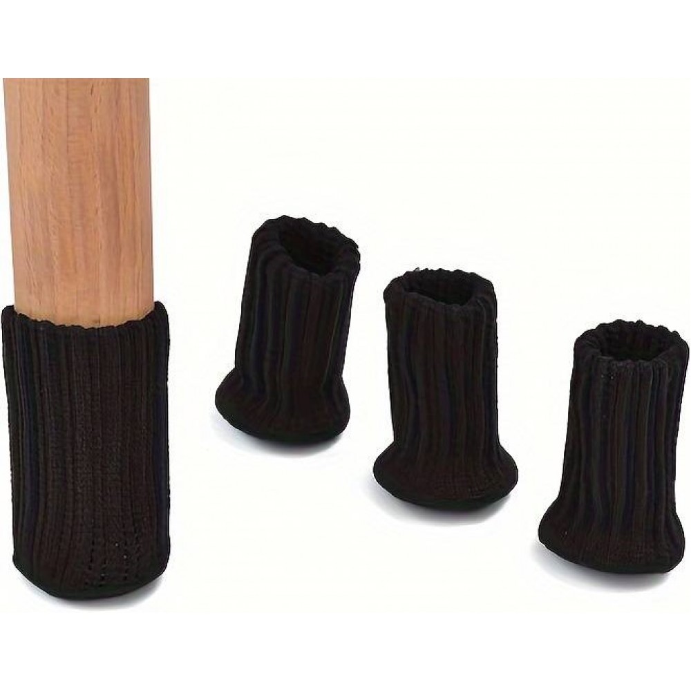 Chaussettes protectrices pour pieds de chaises et de tables - Manchettes en tissu (4 pièces) - Noir