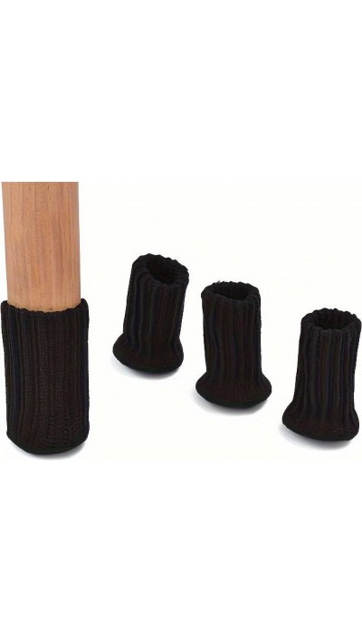 Chaussettes décoratives pour pieds de chaises et de tables - Manchettes en tissu (4 pièces) - Noir