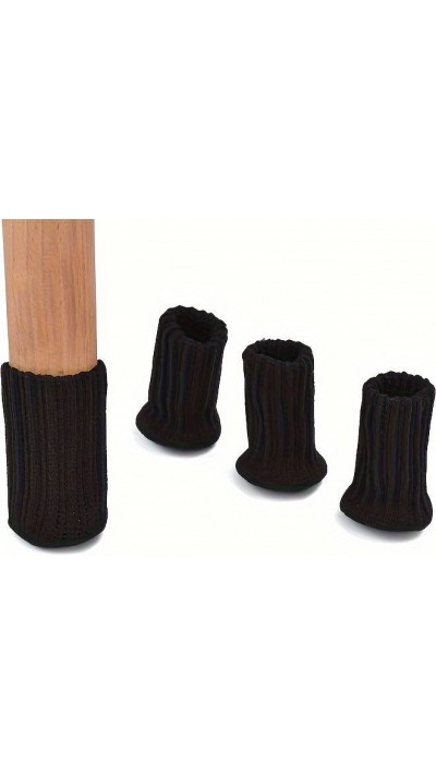 Chaussettes protectrices pour pieds de chaises et de tables - Manchettes en tissu (4 pièces) - Noir