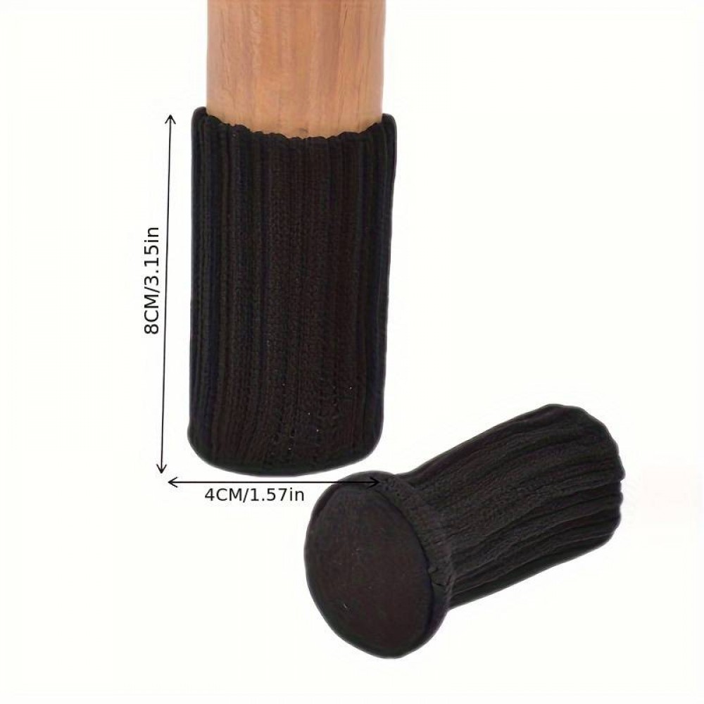 Chaussettes protectrices pour pieds de chaises et de tables - Manchettes en tissu (4 pièces) - Noir