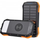 Choetech B659 Solar Power Bank 10000 mAh - Solarbetriebene externe Batterie mit Qi 5W Induktionsladegerät - Schwarz