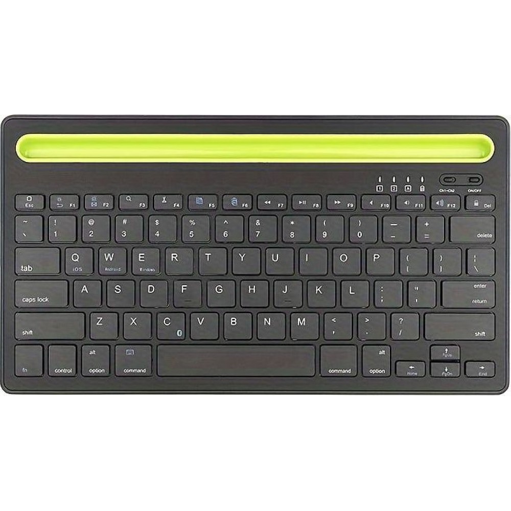 Ultradünne kabellose Bluetooth 3.0 Tastatur Android & iOS aufladbar USB & Multi Verbindungs Switch (QWERTY) - Schwarz
