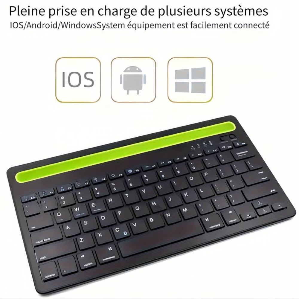Ultradünne kabellose Bluetooth 3.0 Tastatur Android & iOS aufladbar USB & Multi Verbindungs Switch (QWERTY) - Schwarz