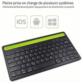 Ultradünne kabellose Bluetooth 3.0 Tastatur Android & iOS aufladbar USB & Multi Verbindungs Switch (QWERTY) - Schwarz