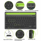 Ultradünne kabellose Bluetooth 3.0 Tastatur Android & iOS aufladbar USB & Multi Verbindungs Switch (QWERTY) - Schwarz