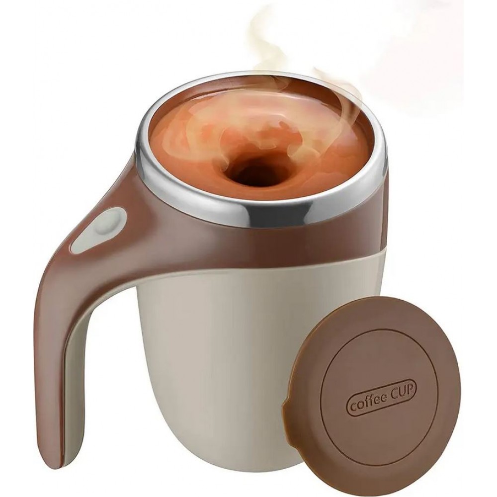 Elektronischer Coffee Cup aus Edelstahl 380ml mit automatischer Rühr Funktion - Braun