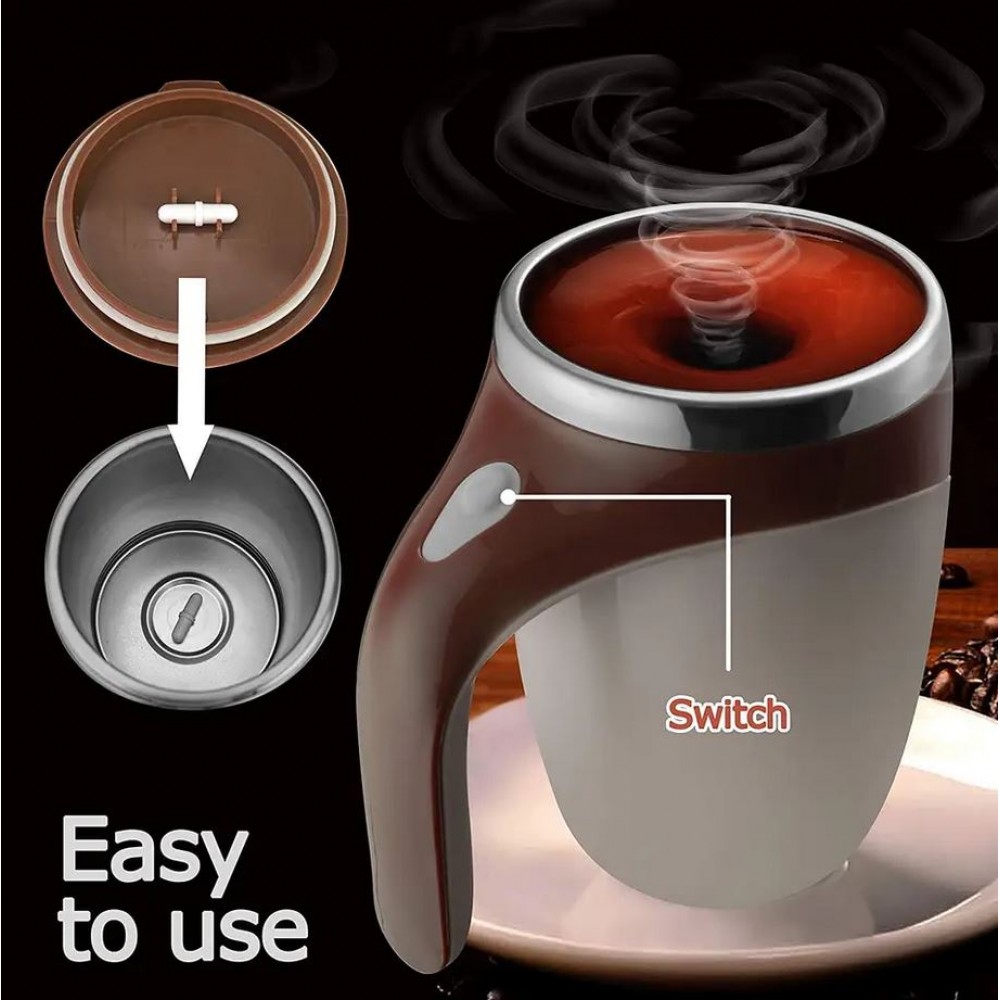 Elektronischer Coffee Cup aus Edelstahl 380ml mit automatischer Rühr Funktion - Braun
