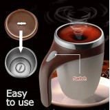 Elektronischer Coffee Cup aus Edelstahl 380ml mit automatischer Rühr Funktion - Braun