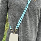 Collier universel attache pour coque/fourre téléphone chaine colorée - Bleu clair