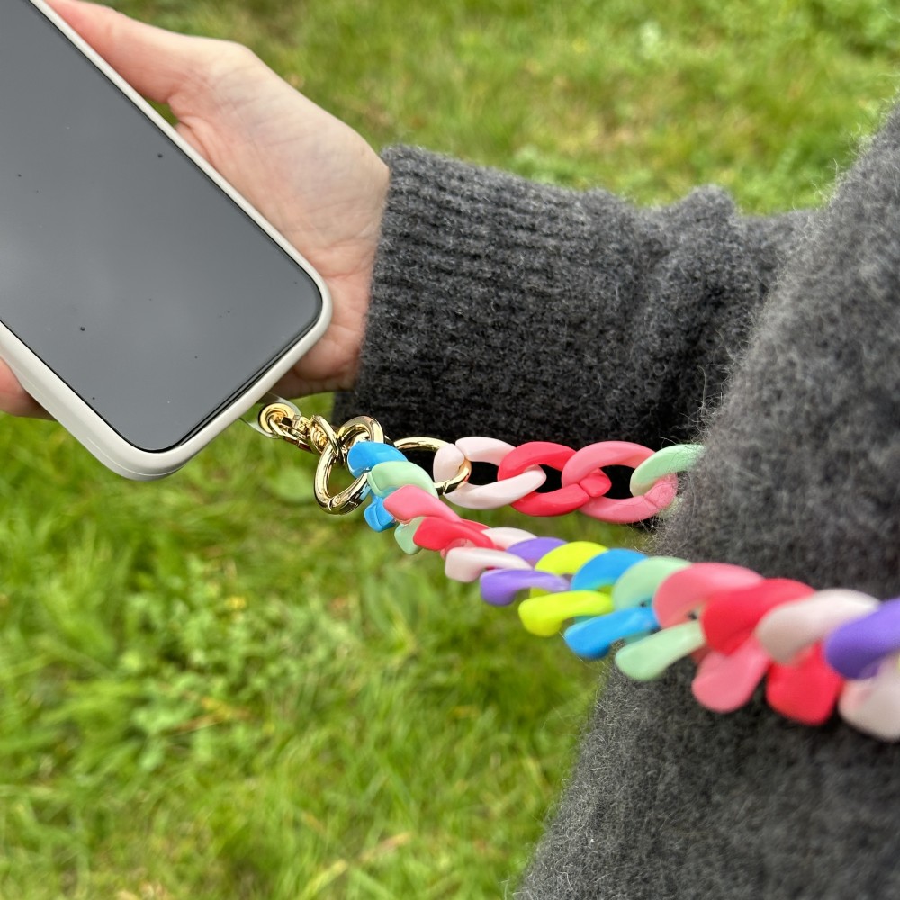 Collier universel attache pour coque/fourre téléphone chaine colorée - Multicolor