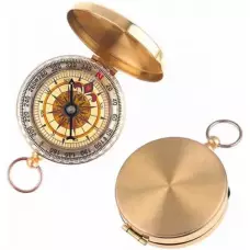 Boussole compas classique élégant en cuivre avec anneau fluorescent - Or
