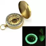 Boussole compas classique élégant en cuivre avec anneau fluorescent - Or