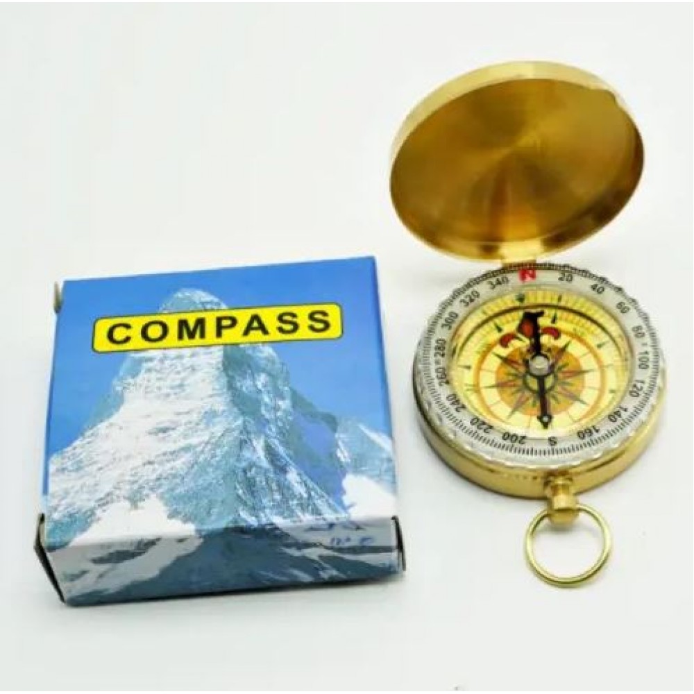 Eleganter klassischer Kompass aus Kupfer mit fluoreszierendem Ring - Gold
