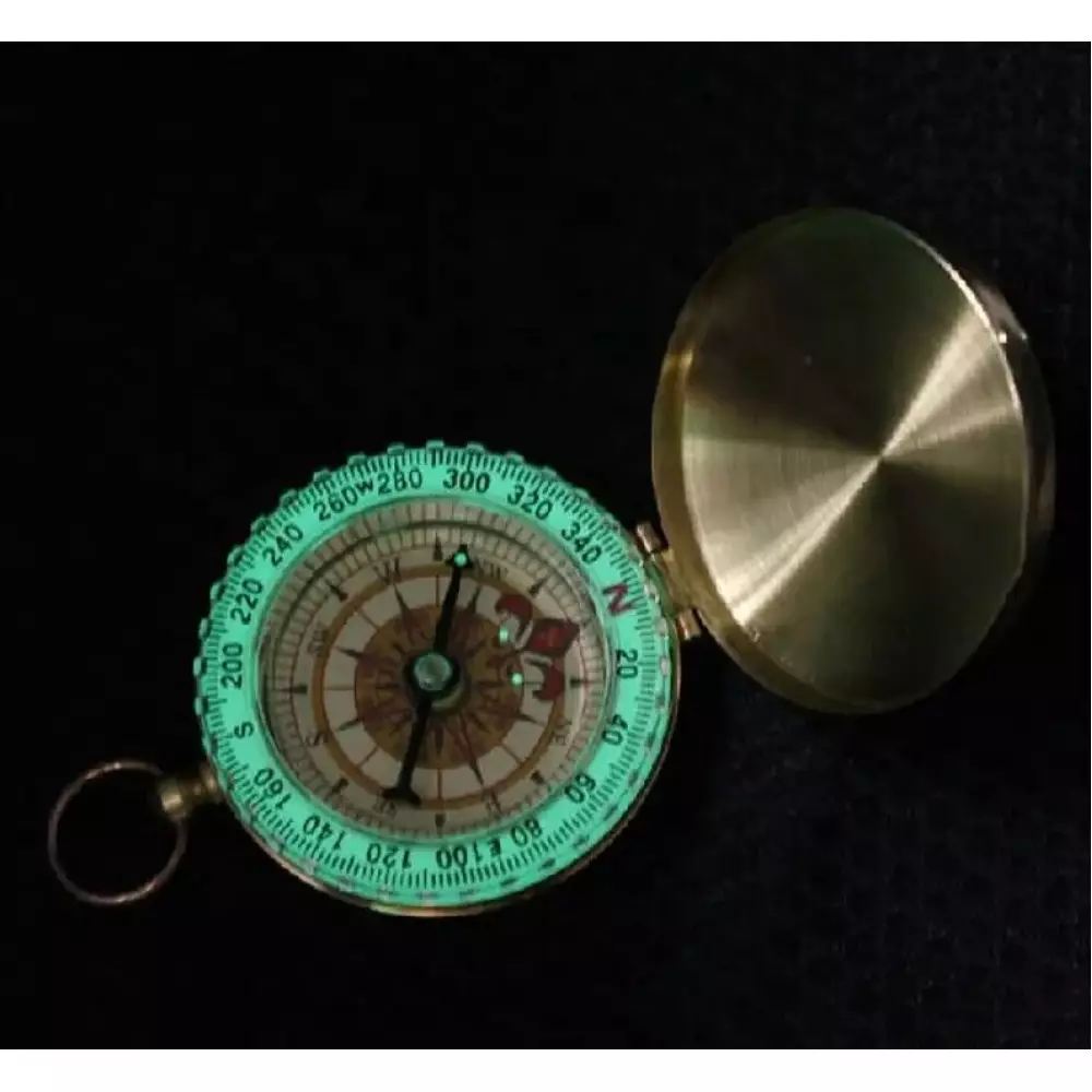 Boussole compas classique élégant en cuivre avec anneau fluorescent - Or