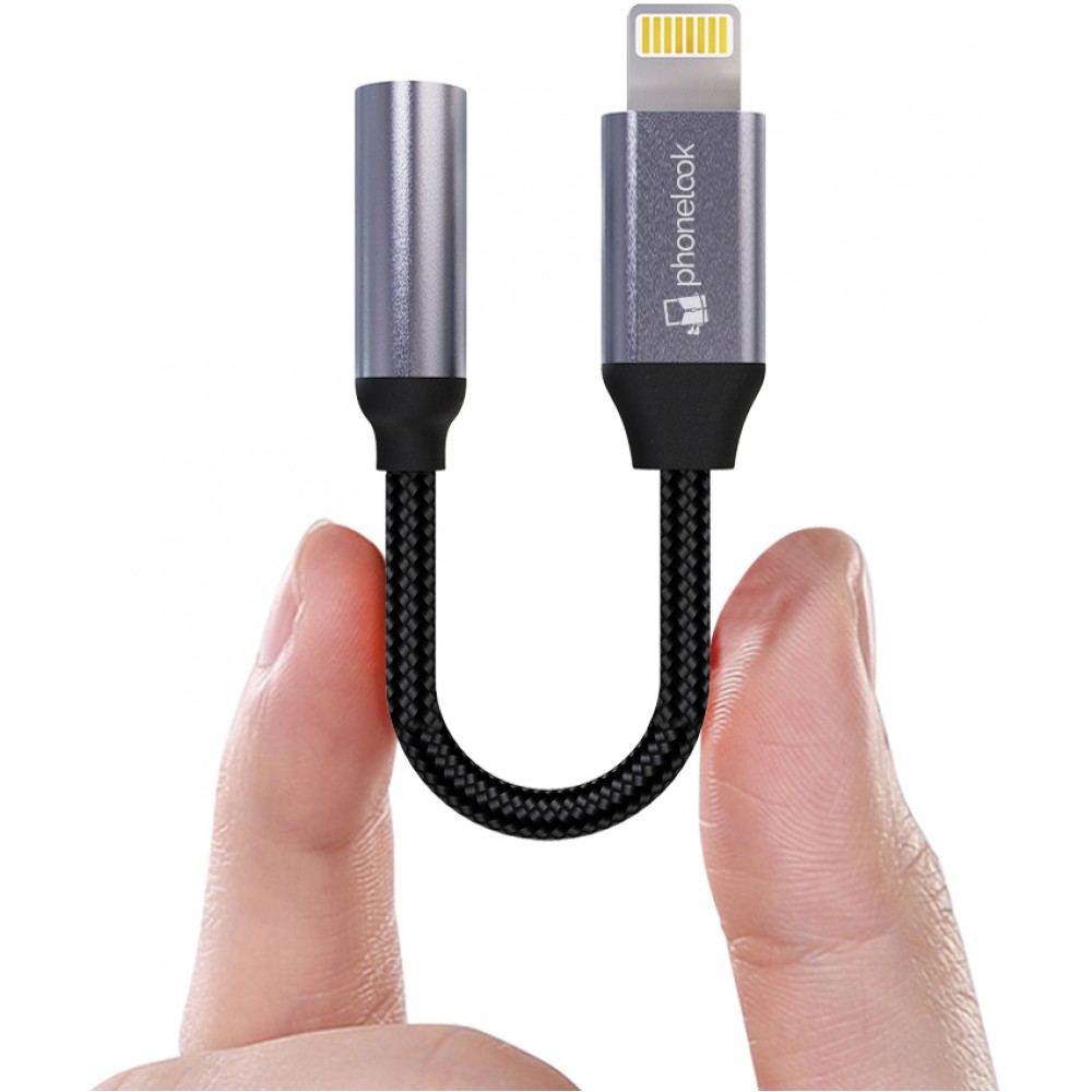 Connecteur Lightning (iPhone) vers 3.5 mm AUX audio écouteurs avec prise  jack en nylon et aluminium - PhoneLook - Acheter sur PhoneLook