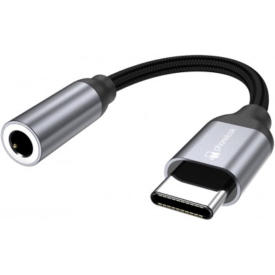 Connecteur USB-C vers 3.5mm AUX audio écouteurs avec prise jack en nylon et aluminium (Samsung, Huawei, iPhone 15) - PhoneLook
