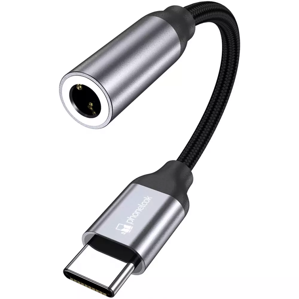 Connecteur USB-C vers 3.5mm AUX audio écouteurs avec prise jack en nylon et aluminium (Samsung, Huawei, iPhone 15) - PhoneLook