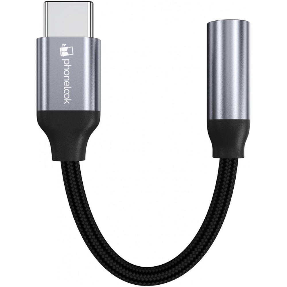 USB-C zu 3.5mm AUX Audio Kopfhörer Anschluss Stecker Nylon und Aluminium (Samsung, Huawei, iPhone 15) - PhoneLook