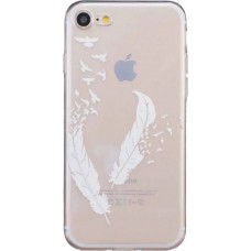 Coque iPhone 7 / 8 / SE (2020, 2022) - Transparent plumes blanches