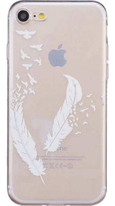 Coque iPhone 7 / 8 / SE (2020, 2022) - Transparent plumes blanches