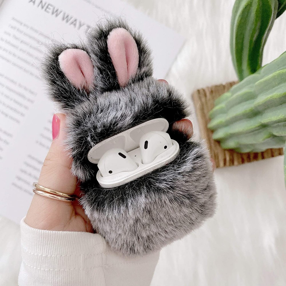 Hülle AirPods 1 / 2 - Flauschig Bunny - Grau