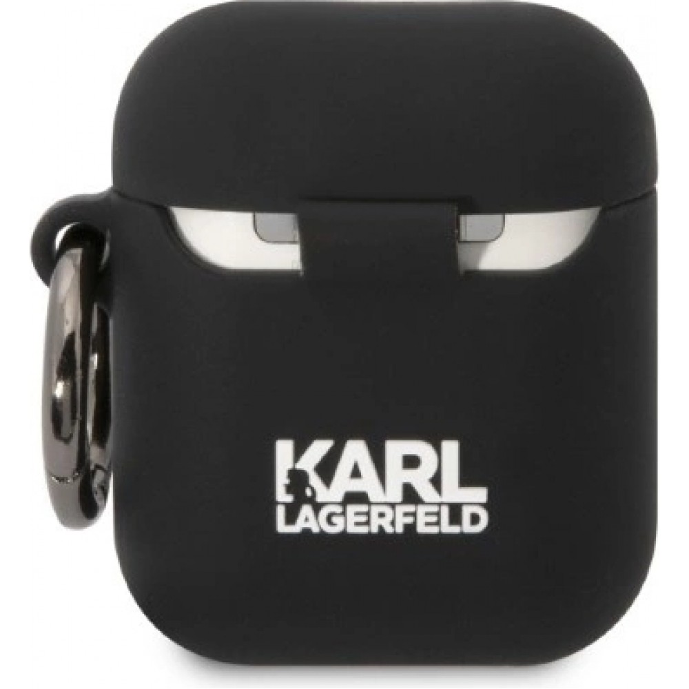 Coque AirPods 1 / 2 - Karl Lagerfeld KLA2RUNCHK silicone 3D Choupette - Noir