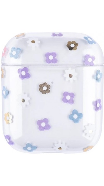Coque AirPods 1 / 2 - Plastique transparent fleurs violettes