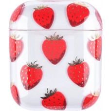 Hülle AirPods 1 / 2 - Durchsichtiger Kunststoff Erdbeeren