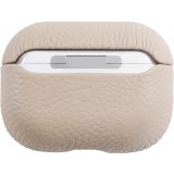 Coque AirPods Pro - Étui de luxe absorbant les chocs en cuir véritable - Beige clair