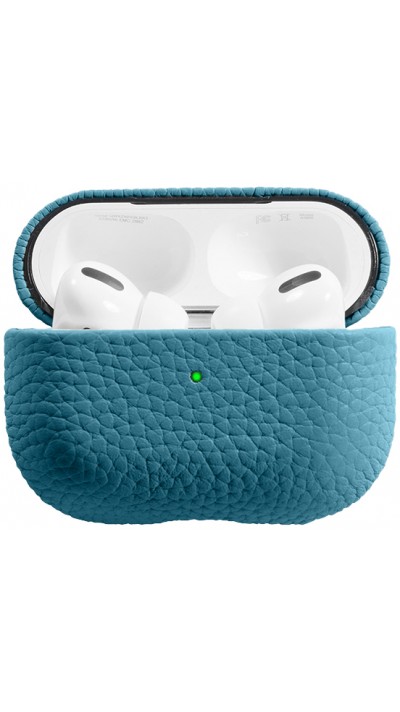 Coque AirPods 3 - Étui de luxe absorbant les chocs en cuir véritable - Bleu