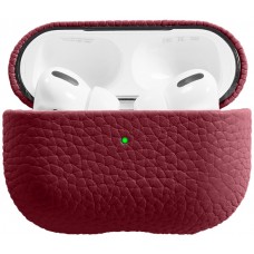 Coque AirPods Pro - Étui de luxe absorbant les chocs en cuir véritable - Bordeaux