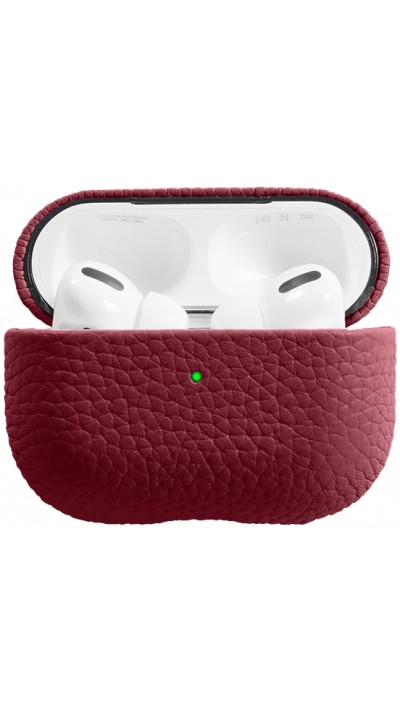 Coque AirPods 3 - Étui de luxe absorbant les chocs en cuir véritable - Bordeaux