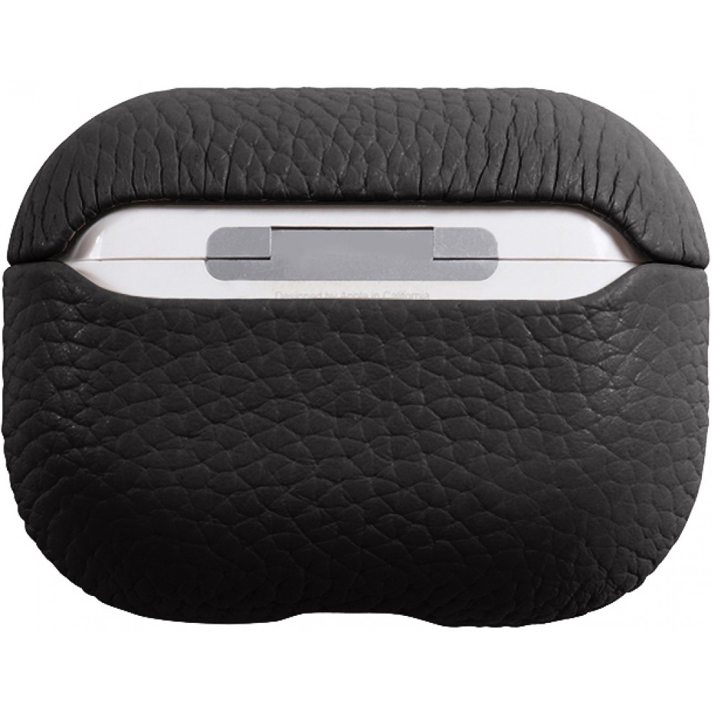 Coque AirPods 3 - Étui de luxe absorbant les chocs en cuir véritable - Noir