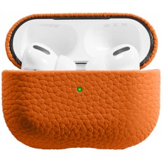 Coque AirPods 3 - Étui de luxe absorbant les chocs en cuir véritable - Orange