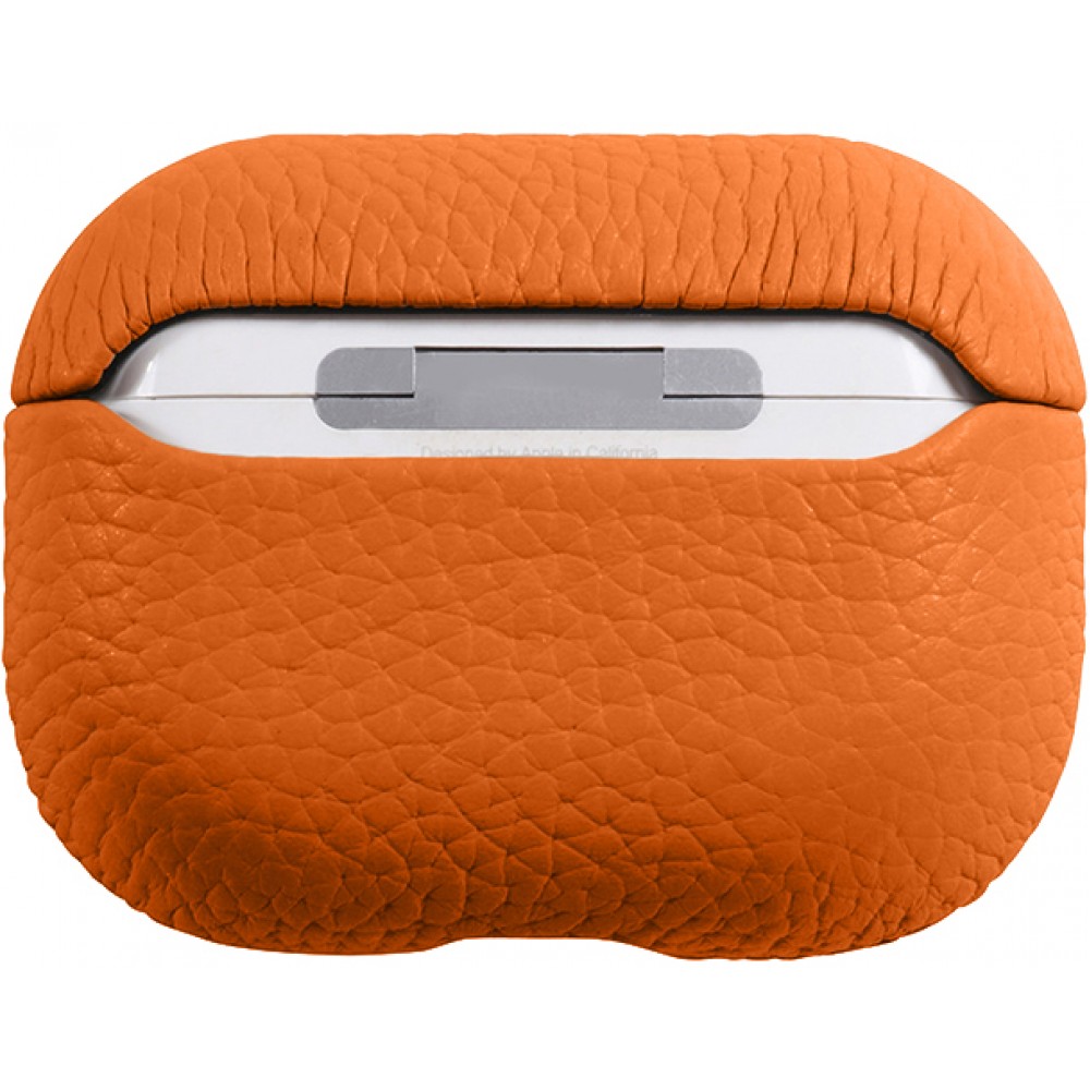 Coque AirPods 3 - Étui de luxe absorbant les chocs en cuir véritable - Orange