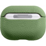 Coque AirPods Pro - Étui de luxe absorbant les chocs en cuir véritable - Vert foncé