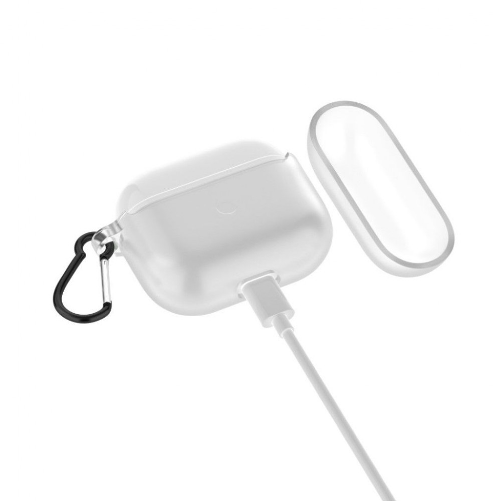 AirPods Pro Case Hülle - Silikon Gel durchsichtig mit Karabiner - Transparent