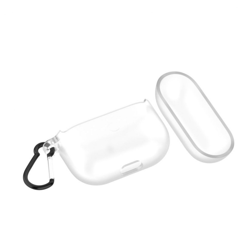 AirPods Pro Case Hülle - Silikon Gel durchsichtig mit Karabiner - Transparent