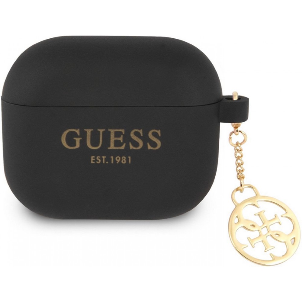 Coque AirPods 3 - Guess silicone charms - Noir