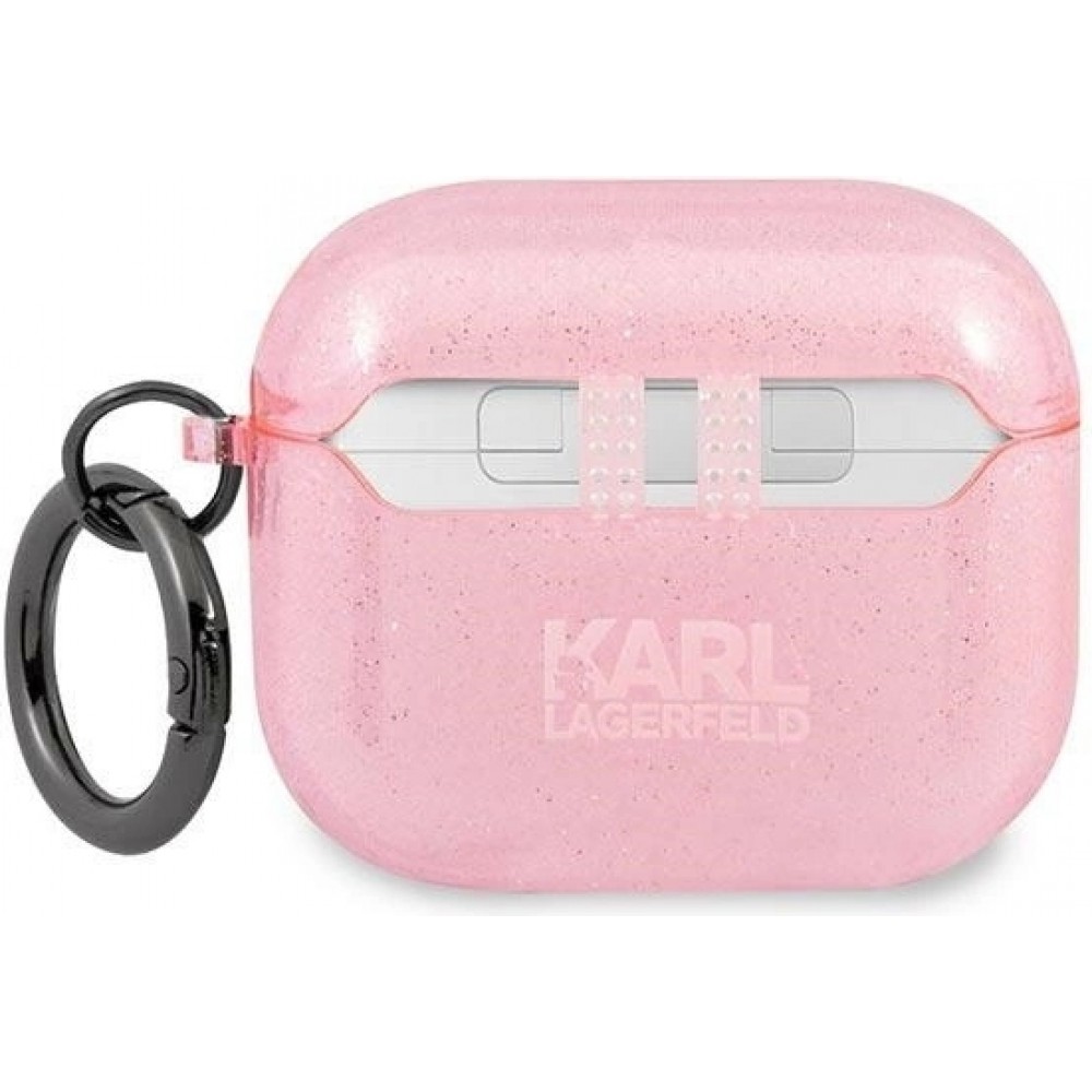 AirPods 3 Case Hülle - Karl Lagerfeld Glitzer Kopf von Karl - Rosa