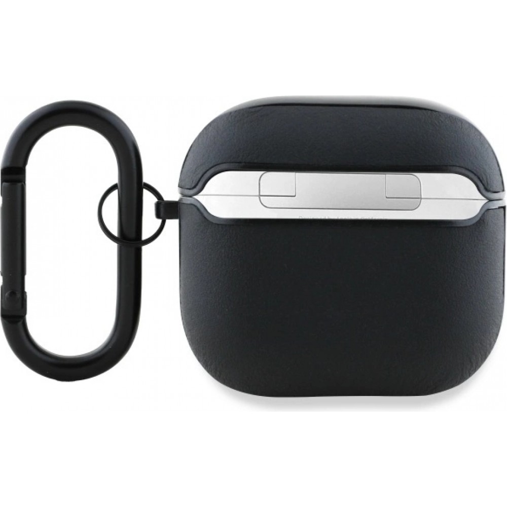 AirPods 4 Case Hülle - AMG Echtes Leder mit integriertem Karabiner - Schwarz