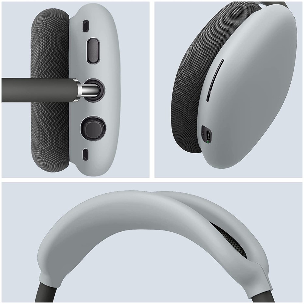 Coque AirPods Max - Silicone souple flexible avec bandeau - Gris
