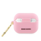 Coque AirPods Pro / Pro 2 - Hello Kitty silicone soft touch avec mousqueton doré intégré et logo en relief - Rose