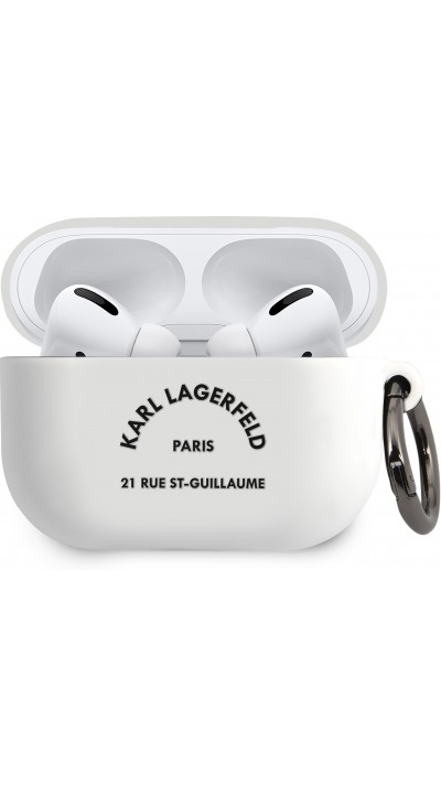 Coque AirPods Pro / Pro 2 - Karl Lagerfeld Rue St-Guillaume silicone soft touch  - Blanc