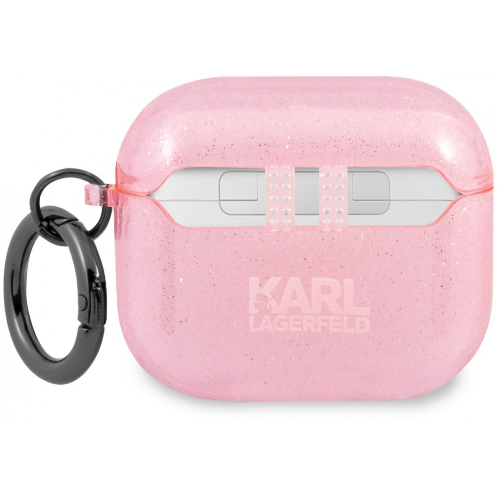 AirPods Pro / Pro 2 Case Hülle - Karl Lagerfeld Glitzergel mit Choupette-Kopf - Rosa