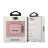 Coque AirPods Pro / Pro 2 - Karl Lagerfeld gel paillettes avec tête de Choupette - Rose